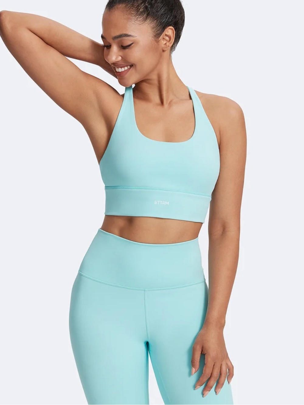 Bttrm Light Blue Scoop Neck Sports Bra